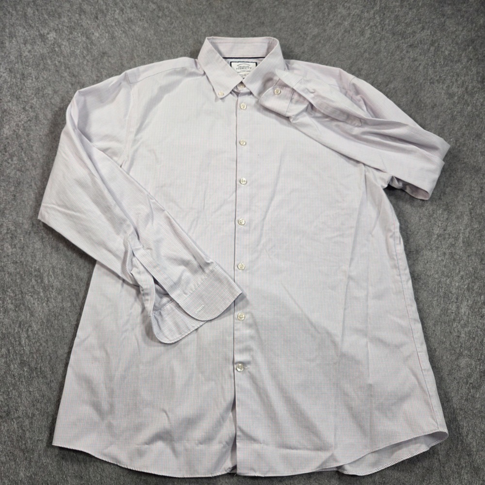 Charles Tyrwhitt Shirt Mens 17.5/36 White Blue Orange Check Extra Slim Fit